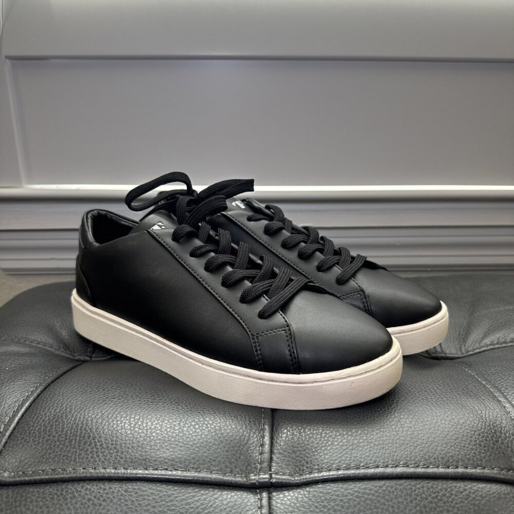 Thousand Fell Lace Up Vegan Leather Sneakers, Women's 7.5 (Black/White)